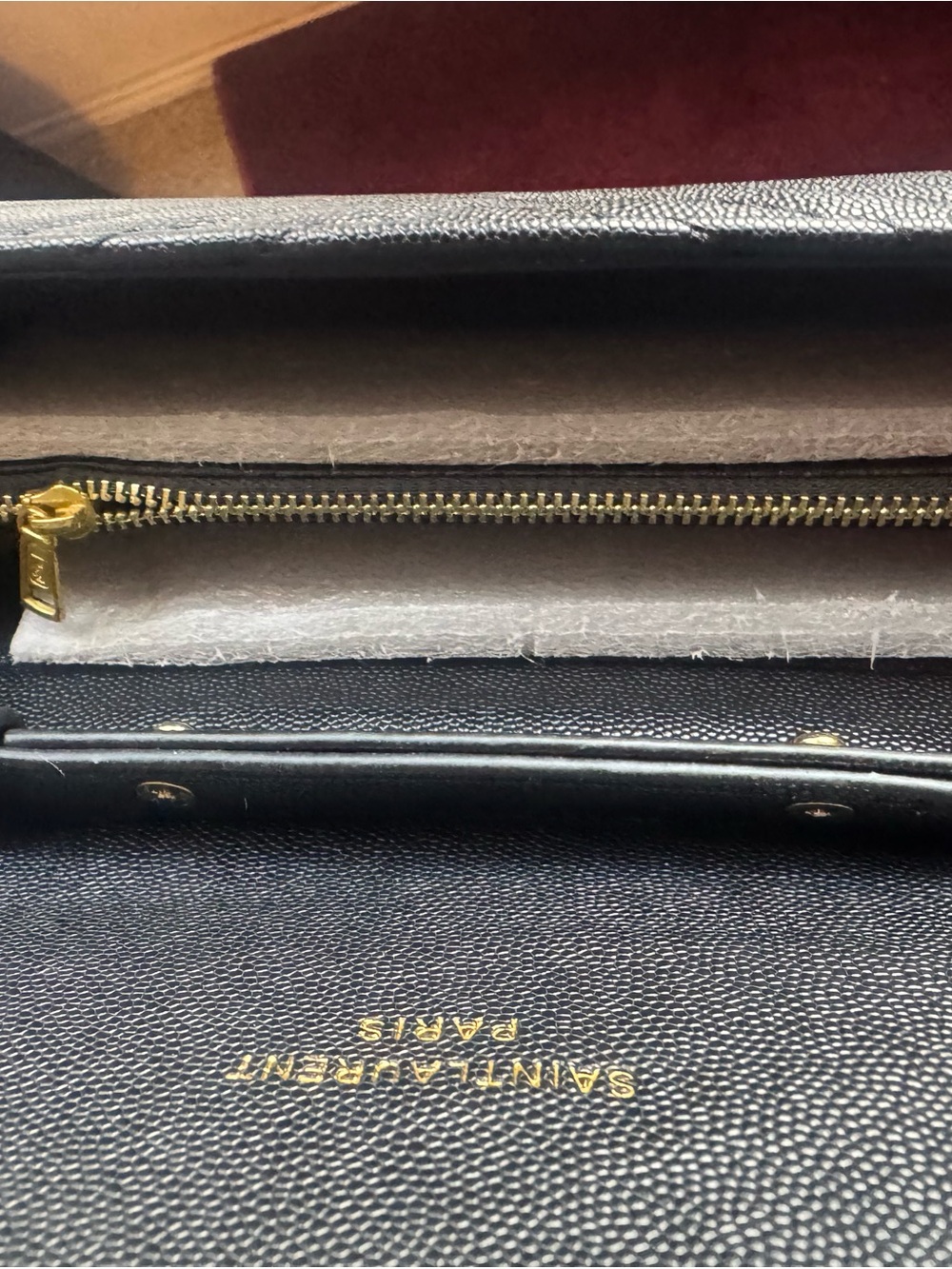 Yves Saint Laurent Black Quilted Leather Envelope Clutch with Gold YSL Logo - Picture 6 of 6